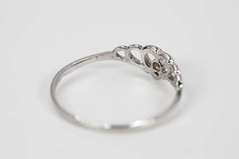 10k White Gold White CZ Solitaire Heart Promise Ring Size 6.75