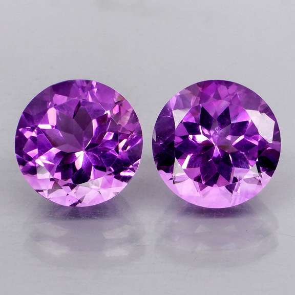 Glittering 6.58ct 10mm violet Amethyst pair