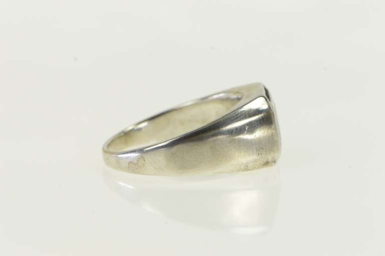 Sterling Silver Squared Black Onyx Diamond Inset Men's Ring