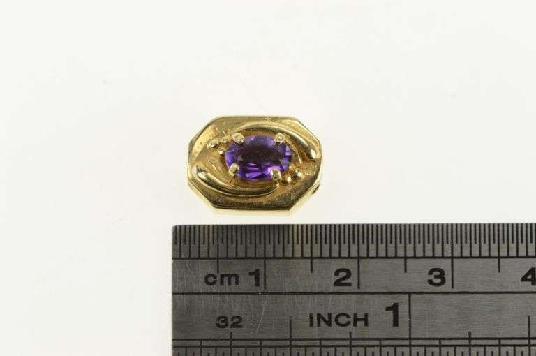 14K Yellow Gold Amethyst Victorian Style Slide Bracelet Charm/Pendant