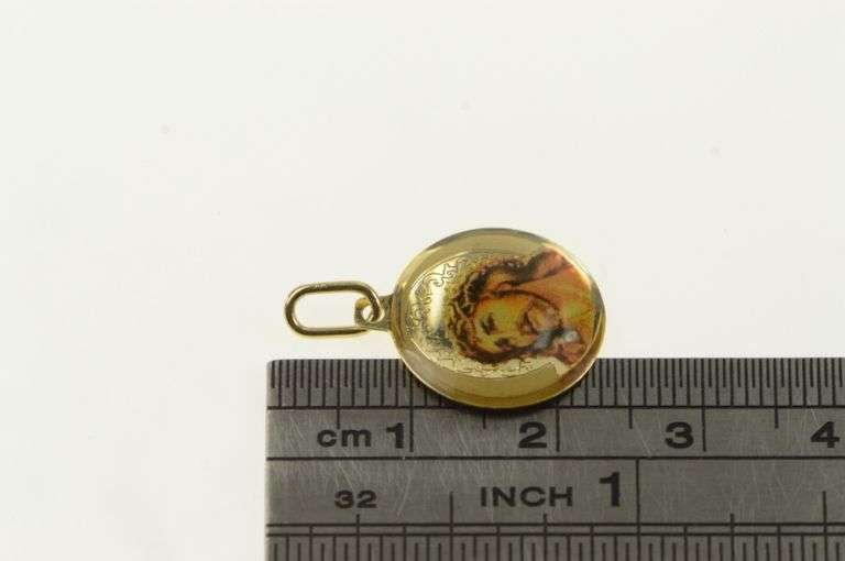 10K Yellow Gold Enamel Jesus Christian Crown Of Thorns Charm/Pendant