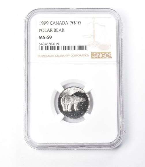 MS69 1999 Canada $10 1/4 Oz Platinum Polar Bear NGC