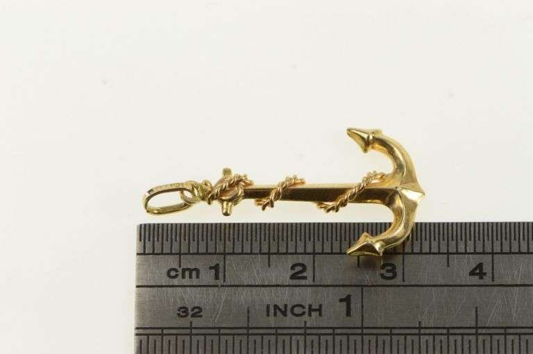 14K Yellow Gold 3D Anchor Nautical Sailing Ship Hope Symbol Pendant