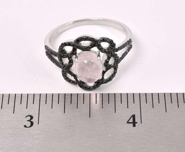 Moonstone And Black Onyx Ring In Sterling Silver