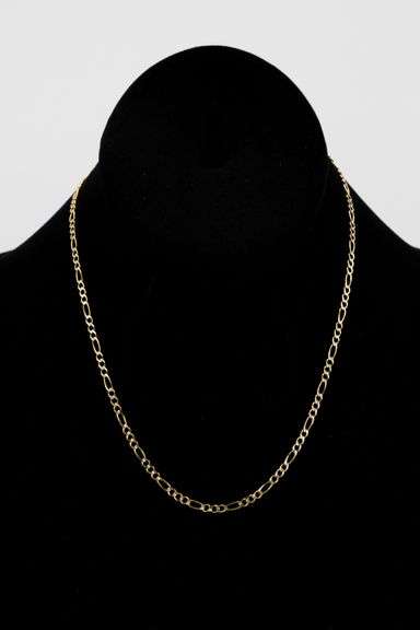 14k Yellow Gold Solid Pave Figaro Link Chain 2.6mm Necklace 16"