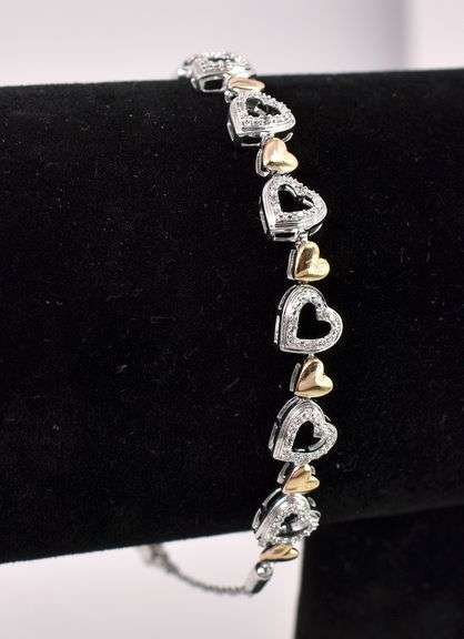 Heart Link Chain Bracelet In Sterling Silver