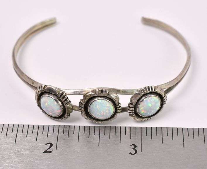 Opal Cuff Bracelet In Sterling Silver