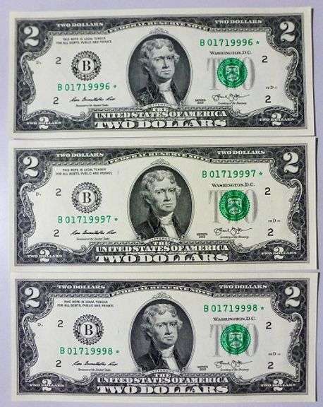 (3) Superb Crisp 2013 $2 Star Replacement Notes New York-Consecutive!