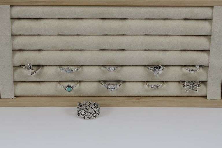 Sterling Silver Curated Ring Assortment Various Sizes & Styles (10 Ring Lot)