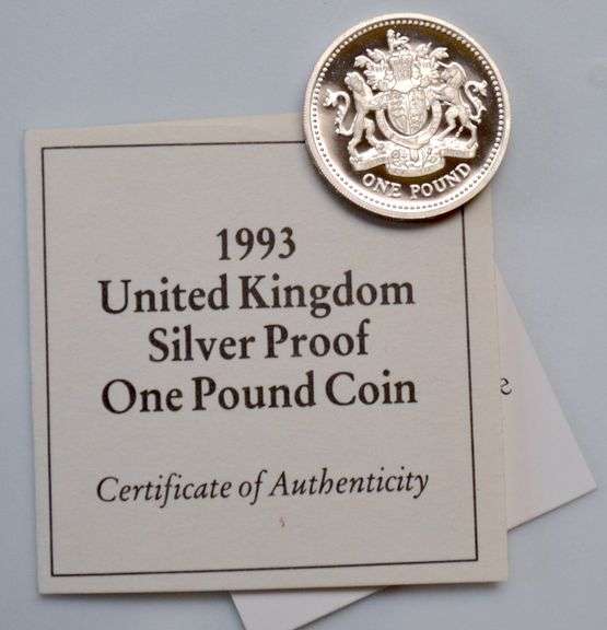 Rare 1993 United Kingdom One Pound Silver Proof Coin