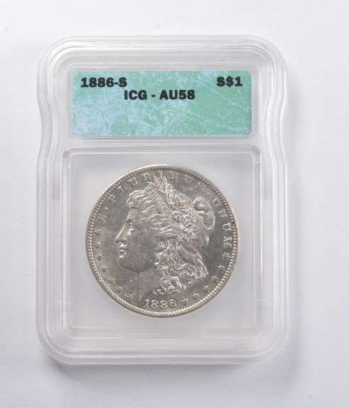AU58 1886-S Morgan Silver Dollar ICG