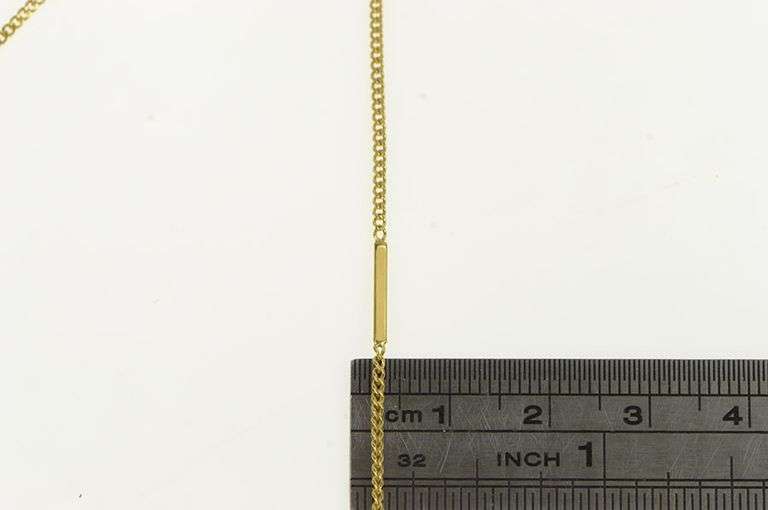 14K Yellow Gold 1.5mm Bar & Curb Chain Link Vintage Necklace
