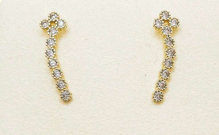 14kt Solid Yellow Gold & Diamond Earrings