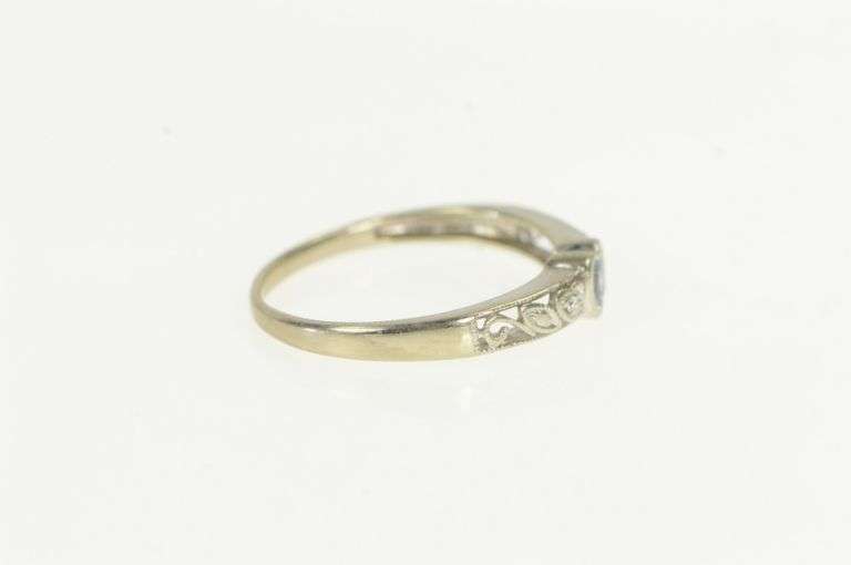 10K White Gold Heart Blue Topaz Diamond Promise Love Ring
