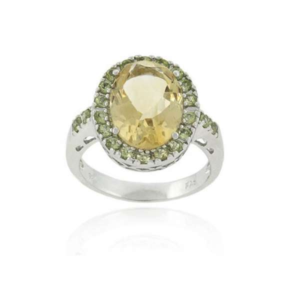 Citrine and Peridot Oval Ring