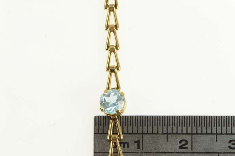 14K Yellow Gold Amethyst Topaz Citrine Triangle Link Chain Bracelet