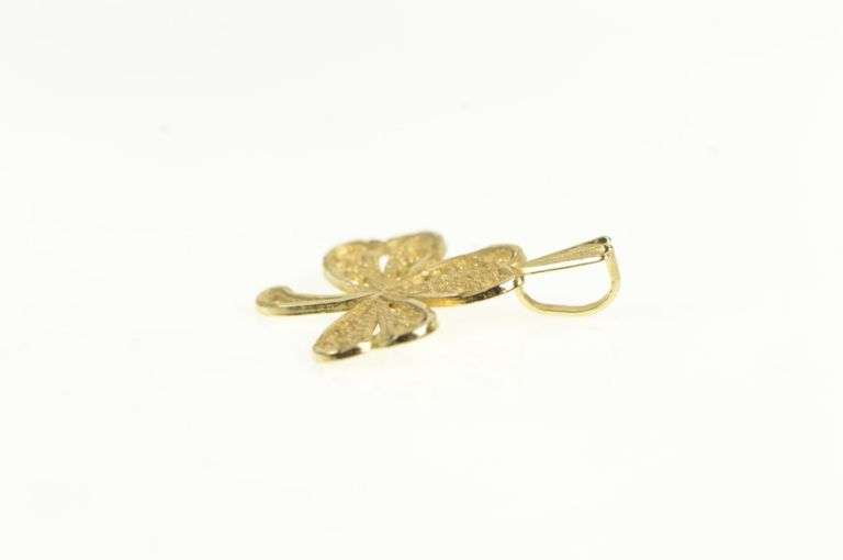 14K Yellow Gold Clover Filigree Shamrock Lucky Good Luck Charm/Pendant