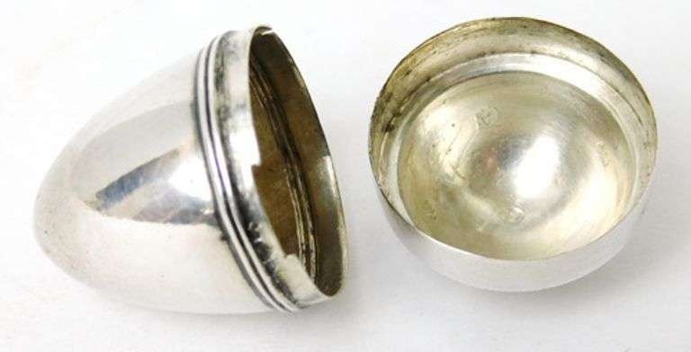 Antique Sterling Silver Egg Shaped Box