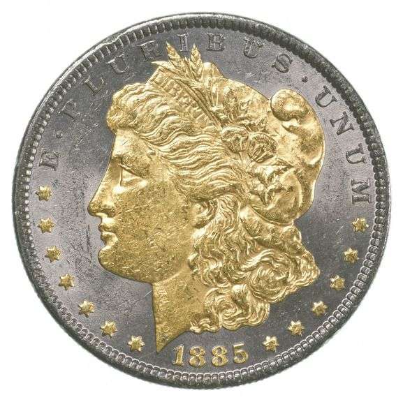 1885 Morgan Silver Dollar 24K Gold Overlay