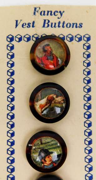 Early Set of 6 British Fox Hunt Fancy Vest Buttons