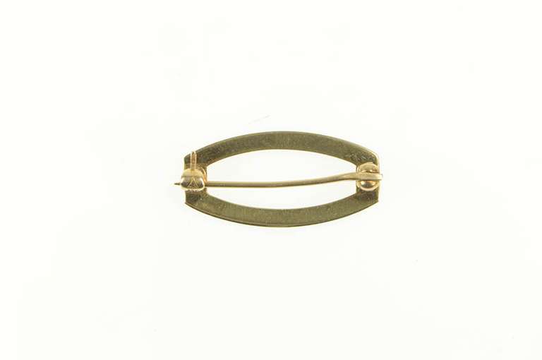 14K Yellow Gold Victorian Enamel Seed Pearl Accent Oval Pin/Brooch