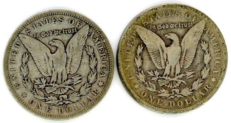 Two Different “O” Mint Morgan Silver Dollars: 1885-O & 1888-O