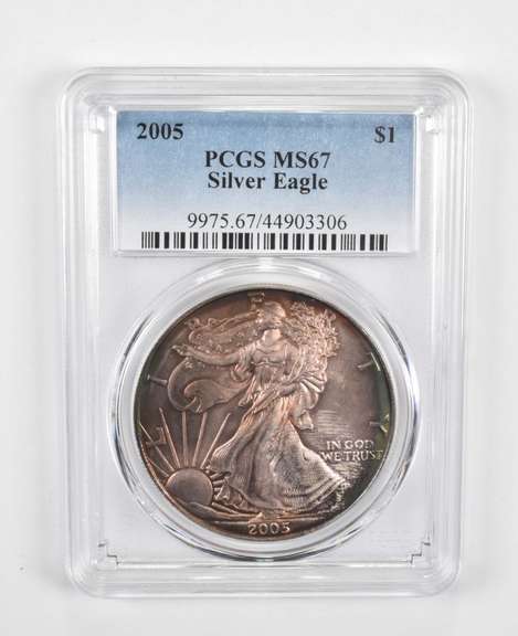MS67 2005 American Silver Eagle - PCGS Insane Tone!