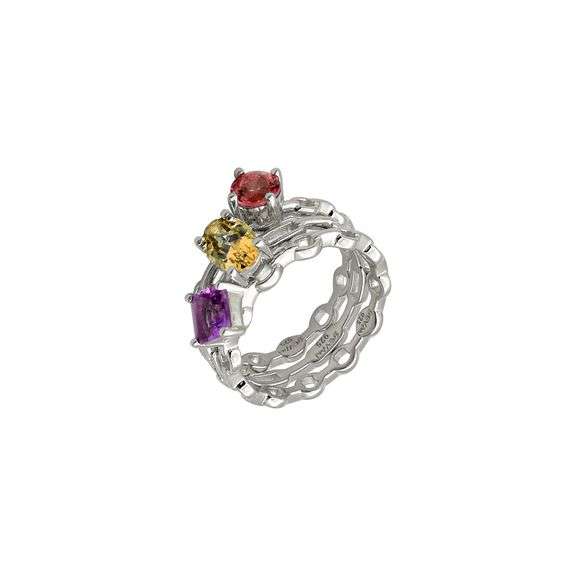"AURORA" BOREALIS Sterling Silver Ring with Natural stone