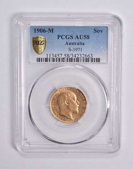 AU58 1906 M Australia 1 Gold Sovereign S-3971 PCGS