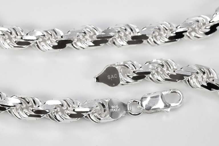 Sterling Silver Heavy Diamond-Cut Rope Chain 8mm Solid 925 Italy New Men's Necklace 24"