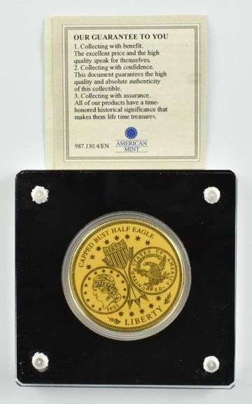 2021 Capped Bust Half Eagle 1/200 Oz. .999 Fine Gold Dream Replica COA