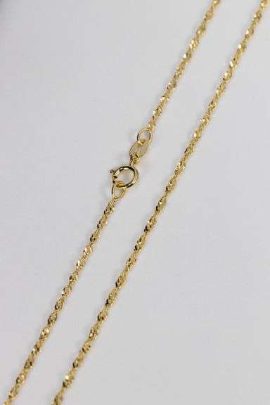 14k Yellow Gold Solid Singapore Rope Link Chain 1.4mm Necklace 16"