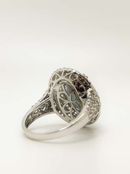 Sparkling 5.00CTS Mystic Quartz & 1.90CTW White Topaz in Sterling Sliver Ring