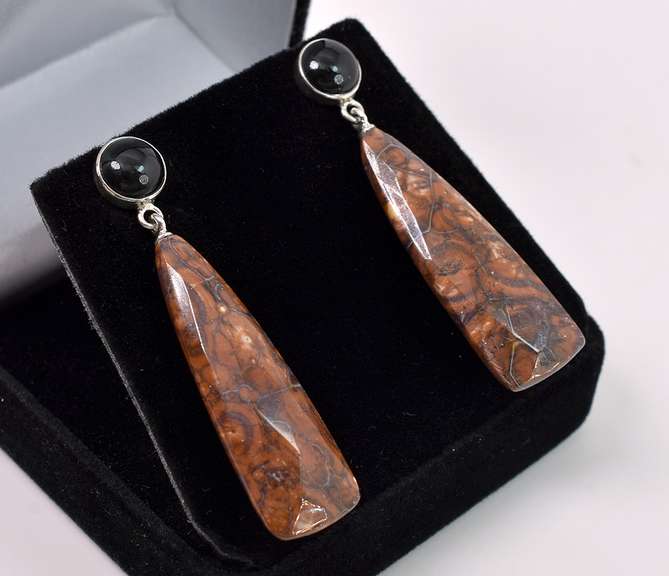 Black Onyx Earrings In Sterling Silver