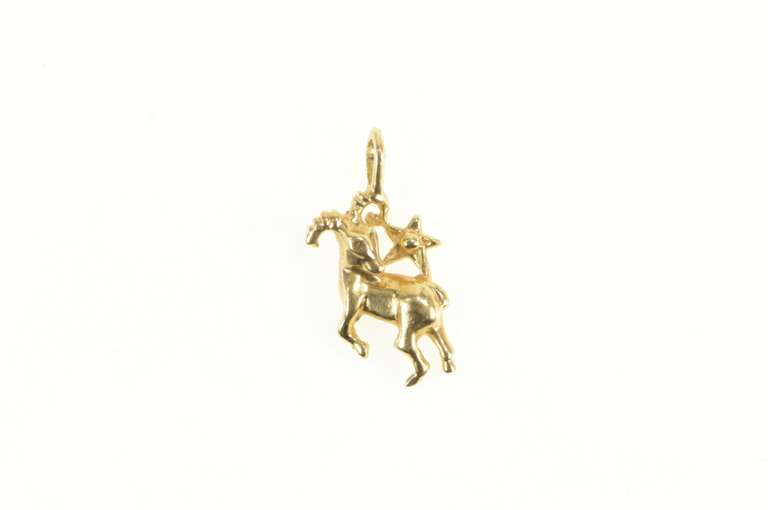 14K Yellow Gold Ram Aries Zodiac Sign Star Symbol Charm/Pendant
