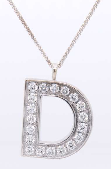 Elegant White Gold Diamond D Initial Pendant on Chain
