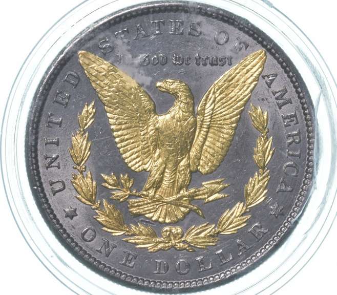 1900 Morgan Silver Dollar Gold Overlay