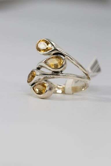Sterling Silver Citrine Natural Gemstone Ring Size 9
