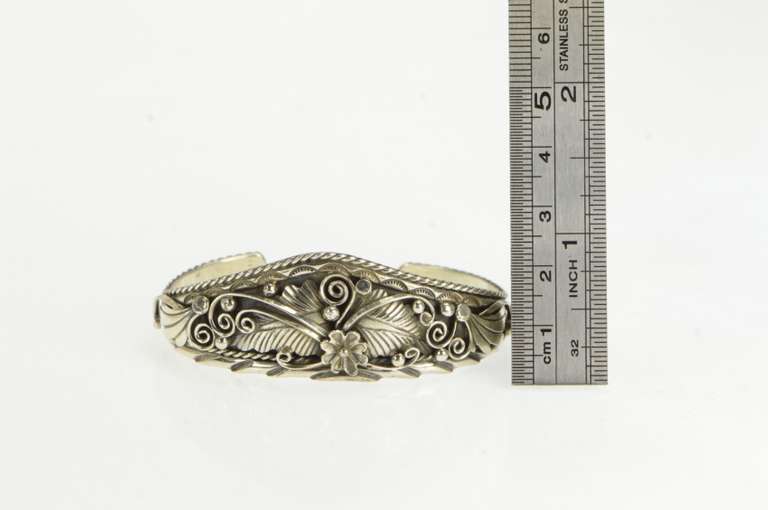 Sterling Silver BY Benson Yazzie Native American Cuff Bracelet