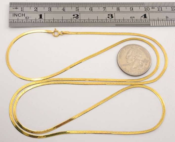 Long 14k Herringbone Necklace