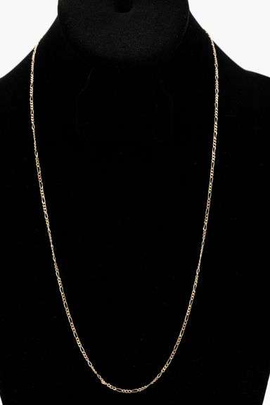 14k Gold Rose White Yellow Tri Color Solid Pave Figaro Link Chain 1.9mm Necklace 24"