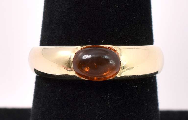 Simple Beauty Amber Ring In 14K Yellow Gold
