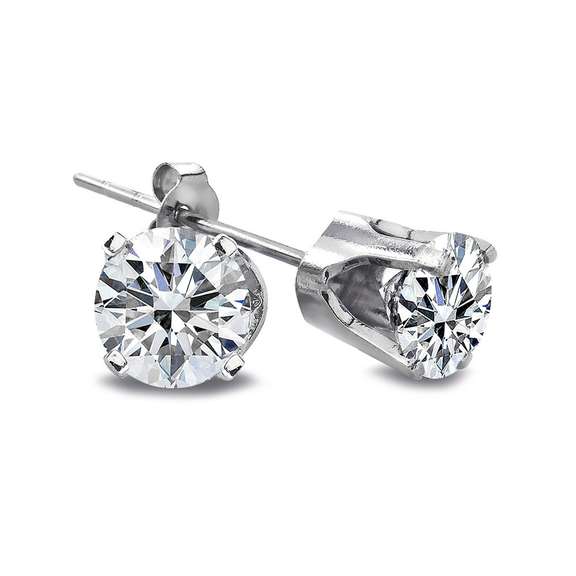 1/4 Ct Round Diamond 14K White Gold Earrings