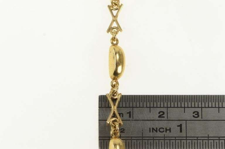 14K Yellow Gold Domed Bar X Link Vintage Retro Fashion Chain Necklace