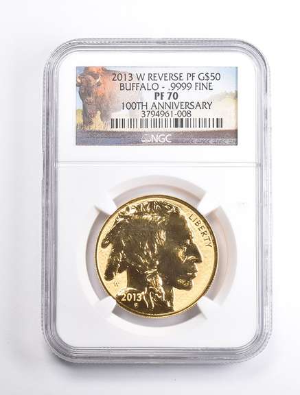 PF70 2013-W $50 American Gold Buffalo REV PF 1 Oz Gold 100th Anniv NGC