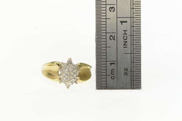 10K Yellow Gold Marquise Diamond Vintage Cluster Statement Ring