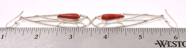 Red Jasper Tear Drop Dangle Earrings In Sterling Silver