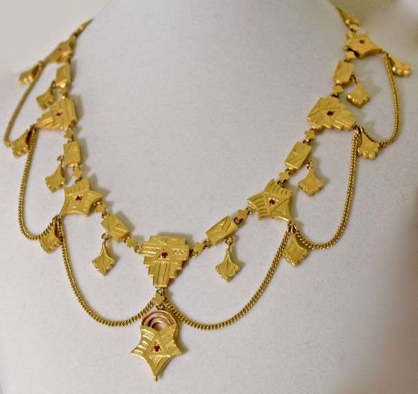 Impressive Indian Dowry 22K Festoon Necklace