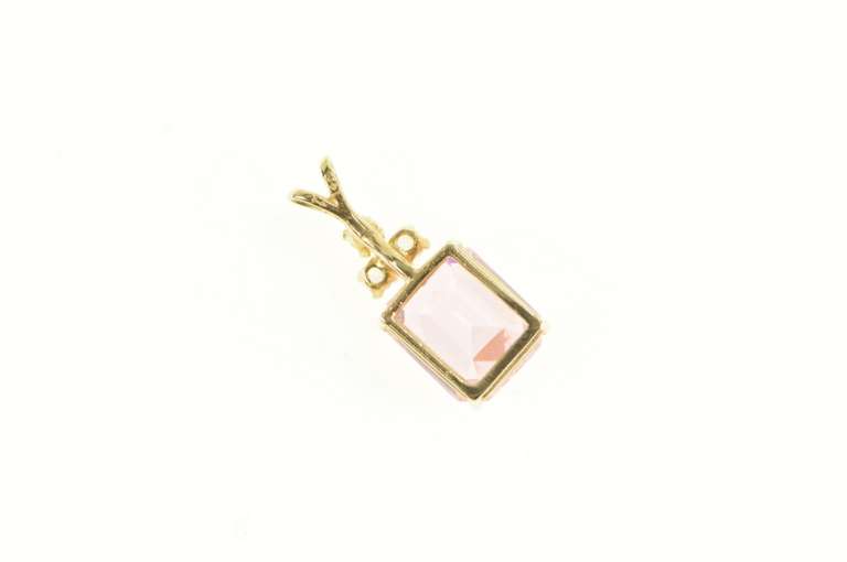 14K Yellow Gold Emerald Pink Topaz CZ Cluster Statement Pendant