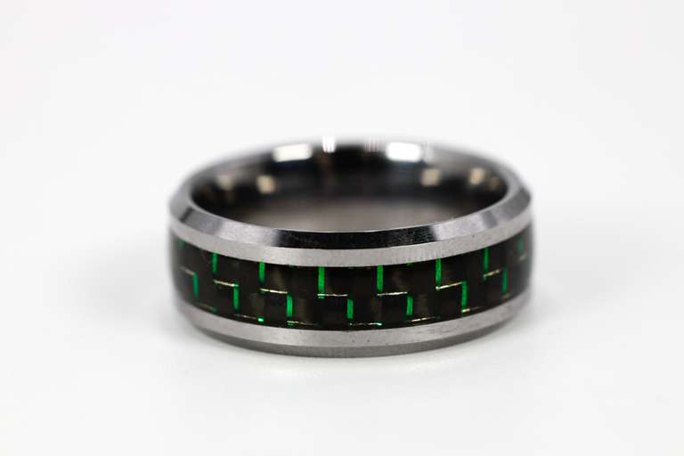 9mm Tungsten Carbide Wedding Band w/Carbin Fiber Inlay Size 11